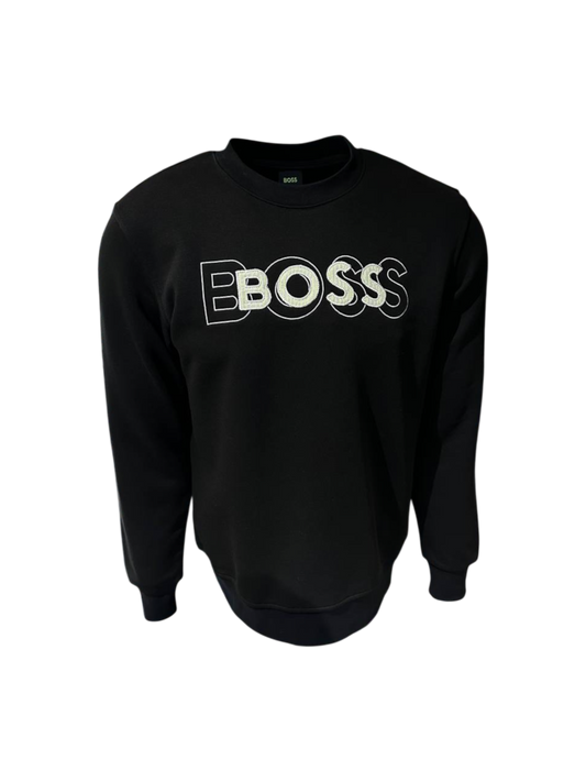 Boss cotton blend sweatshirt with logo-embroidered